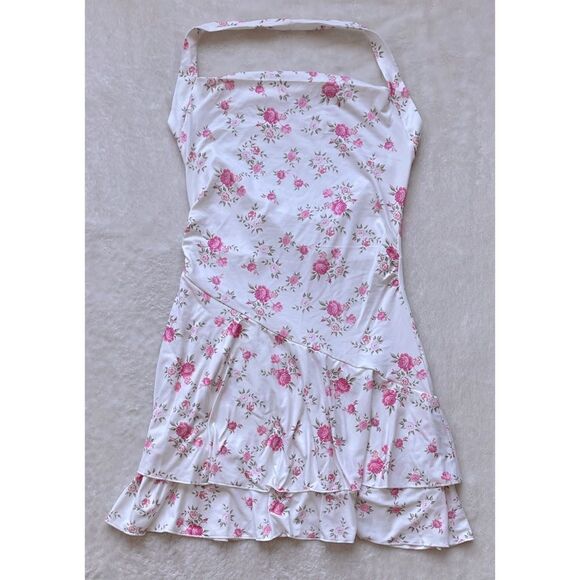 NIP Vacation Halter Neck Floral Print Backless Dress, Size Medium (6) - Picture 7 of 11